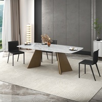 Table à manger méridienne 3 mètres et chaises pour salle à manger 12 personnes base dorée Made in China