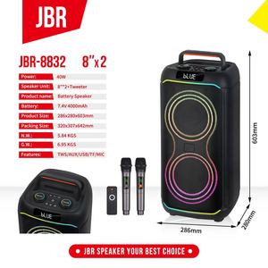 JBR-8832 <span class=keywords><strong>DJ</strong></span>-Lautsprecher für Innen und Außen mit Fernbedienung, 7,4V 4000 mAh Wiederaufladbar, 2 Große Drehknöpfe, 7,4V 40W mit RGB-Beleuchtung - Product Image 2