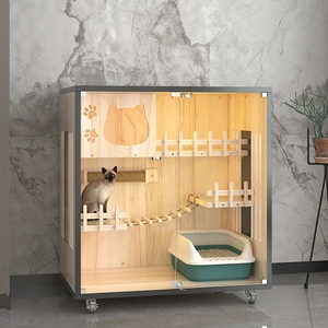 فيلا قطط فاخرة كبيرة جدًا يمكن وضع صندوق فضلات ذكي فيها، منزل قطط داخلي - Product Image 2