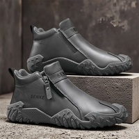 Nouvelles Bottes Décontractées en Cuir pour Hommes, Semelle Souple, Sportives, Imperméables, Respirantes, Légères, Mi-Mollet, pour Randonnée en Extérieur Automne-Été