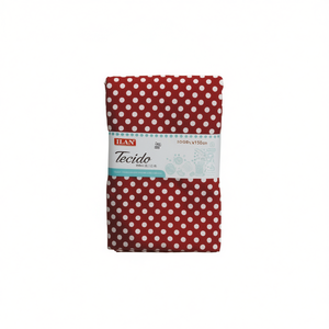 Tessuto a pois Ilan 100x150cm rosso con pois bianchi per artigianato e cucito - Product Image 2