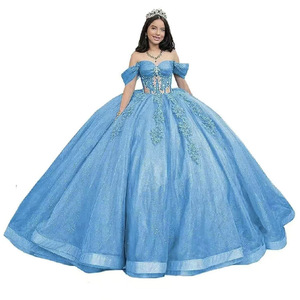 15 birthday dresses online Baby Blue Ball Gown Prom Quinceanera Dress Sweet 15 Birthday Party Gow –  Siaoryne main image 1