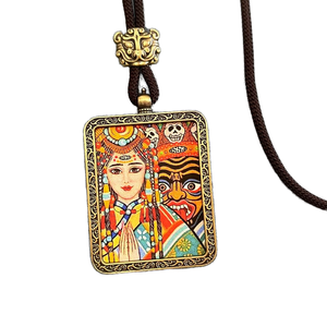 Douze zodiaque huit patron divinité scénique zone pendentif non peint à la main Thangka religieux alliage bijoux bouddha Souvenir enfants - Product Image 1