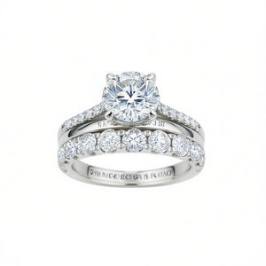 Anello di fidanzamento classico con diamanti in oro bianco per donna, diamanti naturali taglio brillante rotondo, colore D, modello A027 - Product Image 1