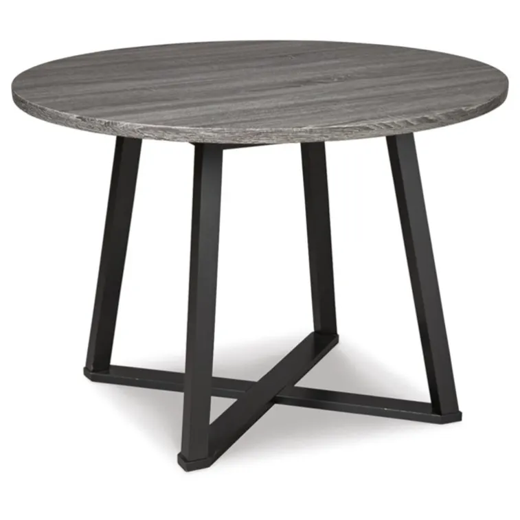 Facoty Direct Mid Century Wood Top Round Centiar Table de salle à manger avec socle gris et noir