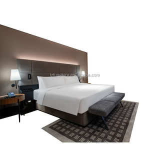 Contemporary Minimalist Hotel Bed with Integrated <b>Headboard</b> Solid Wood Frame & Nightstands for3 Star Boutique Hotel Project - Product Image 4