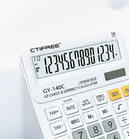 Calculatrice numérique fantaisie en plastique ABS alimentée par énergie solaire/batterie CTIFREE, certification CE/FCC, affichage à 14 chiffres