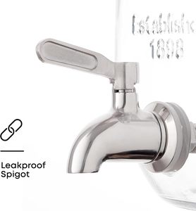 Dispensador de bebidas y bebidas de vidrio, tarro redondo de 1 galón con espiga de acero inoxidable para agua fría, té de hielo y café frío - Product Image 3