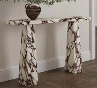 Console contemporaine en marbre Calacatta Viola, design rectangulaire élégant pour intérieurs sophistiqués