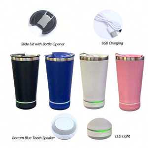 Vaso Térmico Personalizado de Acero Inoxidable con Abridor Inteligente y Altavoz, Botella de <span class=keywords><strong>Agua</strong></span> con Bomba para Exteriores, Taza de Viaje para Auto - Product Image 1