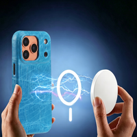 Étui de téléphone de luxe en cuir texturé rose poudré avec protection intégrale, design gaufré, antichoc magnétique pour 18 Pro