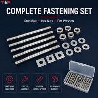 304 Stainless Steel Double-ended Stud, Nut, and Flat Washer M3-M16
