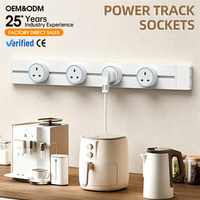 Multiprise ultra-mince avec rails coulissants pour cuisines domestiques, prise mobile standard britannique