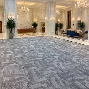 Selbstklebende Polypropylen-Teppichfliesen mit Schlingenflor, Moderne Gestreifte Gepolsterte Waschbare Teppichfliesen für Büroböden - Product Image 2