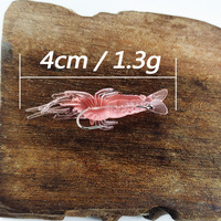Hameçons en acier inoxydable pour leurres souples artificiels, forme crevette, 20 pièces, 4 cm, 1,3 g, leurre souple bionique, vente chaude transfrontalière