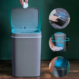 Poubelle intelligente 16L avec capteur automatique, poubelle sans contact étanche avec lumière LED pour cuisine et salle de bain - Product Image 3