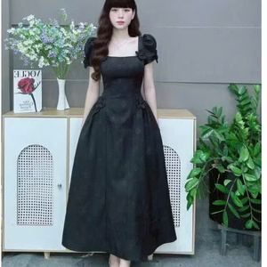 <span class=keywords><strong>Robe</strong></span> longue élégante et sexy pour femmes, à manches courtes, alliant parfaitement élégance, confort, décontracté et formel pour diverses occasions, en soie maxi - Product Image 3