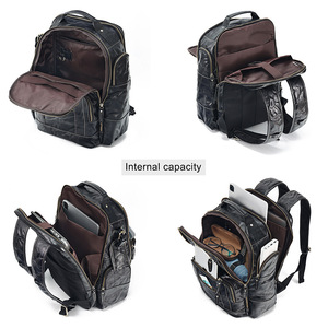 Mochila de Cuero Genuino para Hombre Dujiang, Gran Capacidad 20-35L, Bolsa de Viaje para Portátil, Estilo Retro, Color Sólido - Product Image 4