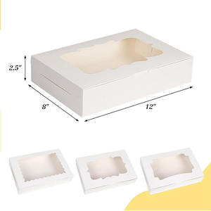 Fabrika Doğrudan Tedarik 12X8X2.5 inç Gıda Sınıfı Sınır Ötesi Nokta Kutu Kek Tatlı Ambalajı Pencereli Kutu Beyaz Karton Kutu - Product Image 3