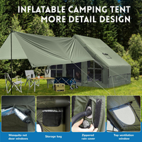 Tente de camping gonflable portable quatre saisons parent-enfant avec porte transparente, une chambre, en Oxford 300D imperméable, gonflage rapide