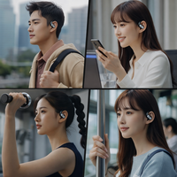 F206 Headset Sport Telinga Terbuka Berkualitas Tinggi, Nyaman Dipakai, Anti Air IPX5 untuk 5.4