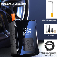 Compresseur d'air portable rechargeable pour pneus, manomètre numérique, lumière d'urgence, arrêt automatique, mini-pompe ABS