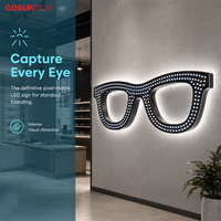 Enseigne lumineuse extérieure perforée COSUN avec logo personnalisé pour magasin d'optique