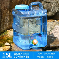 Bidon de stockage d'eau en PC de qualité alimentaire avec robinet - Carafe à eau potable transparente pour les voyages en camping, les pique-niques