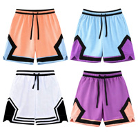 Pantalones cortos de baloncesto para hombre, deportivos básicos de verano, de secado rápido, 100% poliéster, con colores combinados, cintura elástica, estilo urbano.