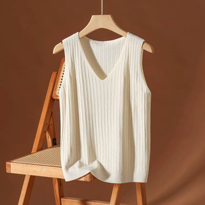Summer Loose Fitting Sleeveless Knitted <b>Vest</b> 2026 New <b>Top</b> Ice <b>Silk</b> Camisole Versatile V-Neck - Product Image 1