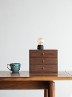 Organisateur de bureau moderne multifonctionnel en bois massif rectangulaire naturel à 3 tiroirs avec finition brillante, coffre de rangement pour la maison et le bureau