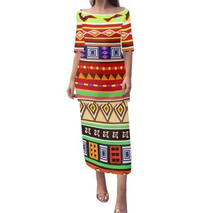 Culture <span class=keywords><strong>africaine</strong></span> 2 pièces/ensemble Robe pour femmes Ethnique Traditionnelle Été Manches courtes <span class=keywords><strong>Haut</strong></span> <span class=keywords><strong>Jupe</strong></span> longue pour femme Vêtement élégant - Product Image 5