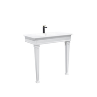Lavabo sur pied blanc moderne GeMei, rectangulaire, finition mate, en porcelaine et pierre artificielle, pour usage hôtelier