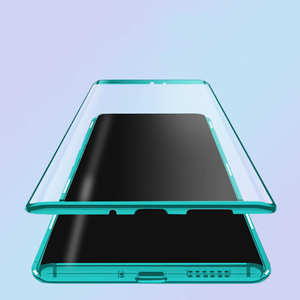 Pour <span class=keywords><strong>Huawei</strong></span> <span class=keywords><strong>P40</strong></span> cadre en métal avant et arrière en verre trempé étui de protection complet du corps étui à adsorption magnétique - Product Image 3