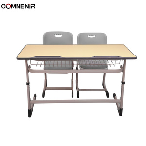 Muebles Escolares Modernos de Alta Calidad y Bajo Costo, Escritorio y Silla Doble de Madera y Metal para Escuela Secundaria - Product Image 2