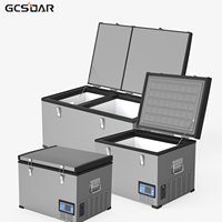 GCSOAR Economiseur d'énergie DC 12V 24V AC 110-240V Réfrigérateur de camping Congélateur de voiture portable 45-125L pour pique-nique en plein air