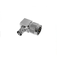 Adaptor Koaksial RF Sudut Kanan BNC Q9 Female ke Tipe N Male 90 derajat Konektor Siku untuk Peralatan Uji Antena