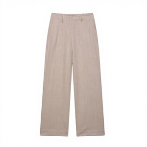 Pantalones de Pierna Ancha de Cintura Alta para Mujer, 100% Algodón, Tela Oxford, Transpirables, Largos, de Color Sólido, Casuales, de Corte Holgado - Product Image 3