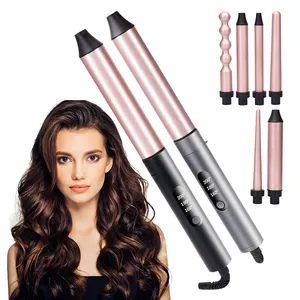 wholesale 6 in 1 hair curling wand set waver hair curler Adjustable Temp extra long automatic rotating hair curling iron