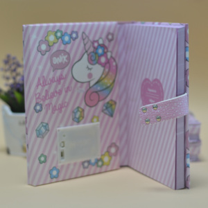 Papelería Útiles escolares Stock Diario secreto de unicornio personalizado con Diario de sonido con bloqueo de código - Product Image 4