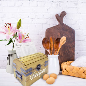 Caja de recetas de madera con 55 tarjetas (4x6 pulgadas) y 6 divisores de madera resistentes, organizadores de tarjeteros grandes Vintage personalizados para - Product Image 6