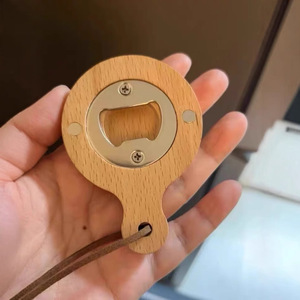 Round Bottle <b>Opener</b> Iron 40mm With Wooden Handle For Beer Opening - Product Image 1