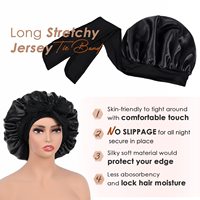 Gorro de satén Amygirl para mujer, gorro de dormir, bandas de corbata, correas de Jersey largas elásticas, envolturas de pelo sedoso de 12 pulgadas, 15 colores