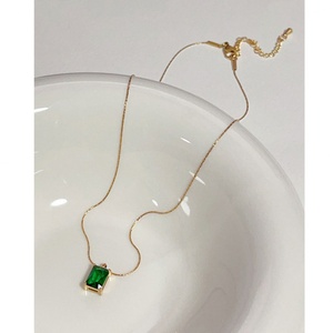 Collier tendance anti-ternissement en or 18 carats, véritable acier inoxydable, bijoux fins, colliers pull en zircon émeraude pour femmes - Product Image 5