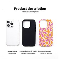 Coque de téléphone portable antichoc à double couche 2-en-1 avec protection surélevée, motif petites fleurs fraîches style Ins, film magnétique à transfert thermique