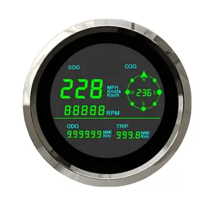 Speedometer GPS dengan Tampilan LCD 85Mm, Pengukur Digital Perahu Sepeda Motor Skuter dengan Tachometer Total/Perjalanan Odometer Show E
