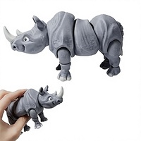 Figurines de rhinocéros créatives en PLA imprimées en 3D, ornements animaux décoratifs à articulations mobiles, jouets en verre effet givré