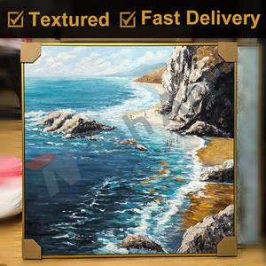 Quadro su Tela Personalizzato 60x60cm, <span class=keywords><strong>Paesaggio</strong></span> Astratto con Barca a Vela Blu, Dipinto a Olio Moderno per Interni, Uso in Tutte le Stagioni, Realizzato a Mano - Product Image 4