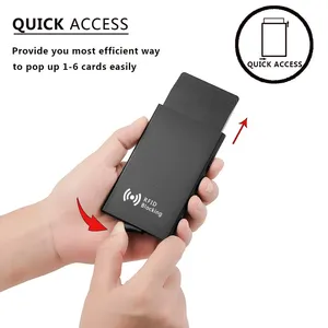 Tempat Kartu Kredit ID Anti Maling Porte Carte Dompet Logam Aluminium Tipis Kotak Saku Bank Kotak Kartu Kredit Pria Wanita - Product Image 5