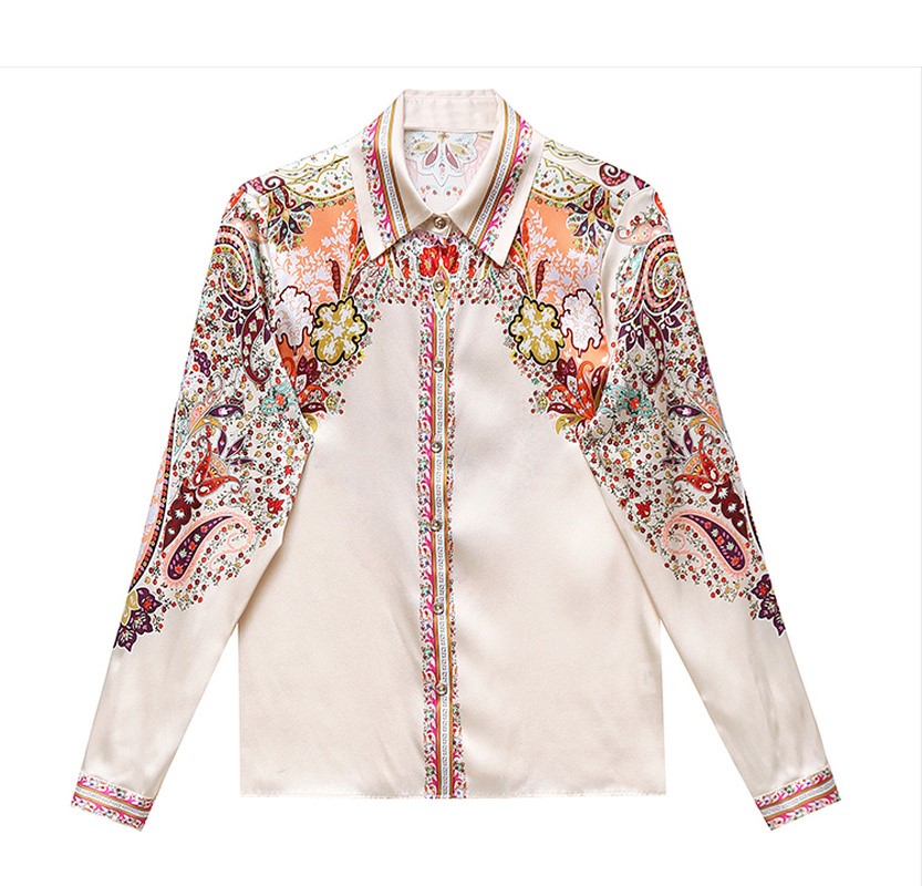 SPRING SEAON Camicetta Donna In Chiffon Con Bottoni - Maniche Lunghe, Scollo A V, Colletto - Lavoro E Casual - 4